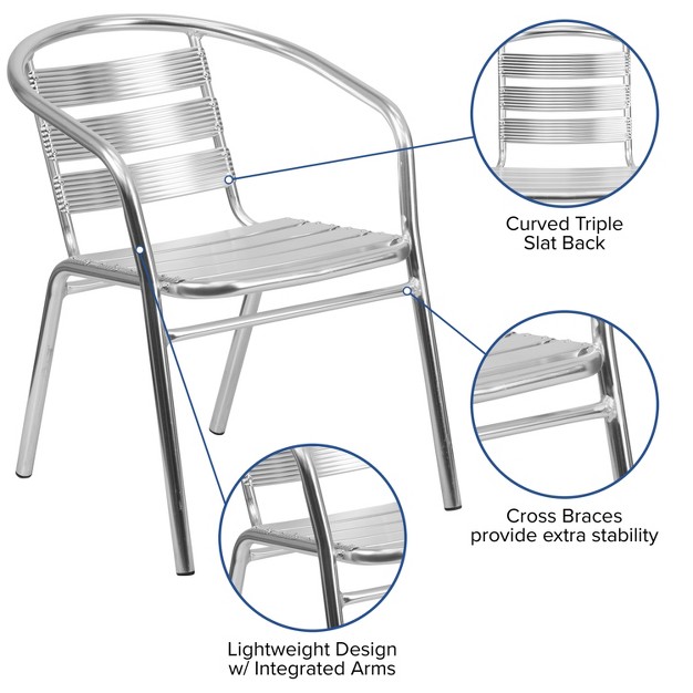 Flash Furniture Heavy Duty Commercial Aluminum Indoor outdoor Restaurant Stack Chair With Triple Slat Back