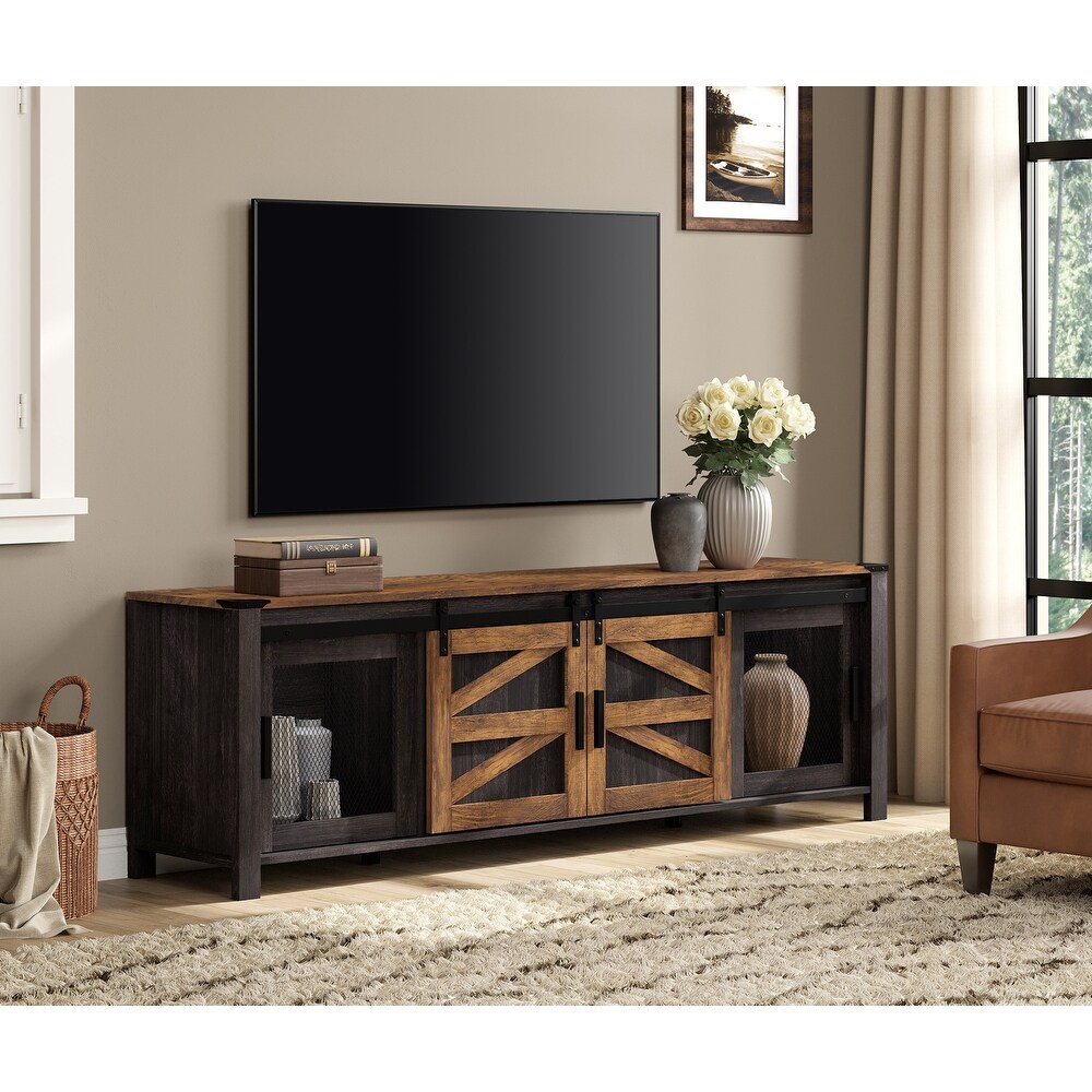 Sliding Barn Door TV Stand Cabinet  Entertainment Center for 75\