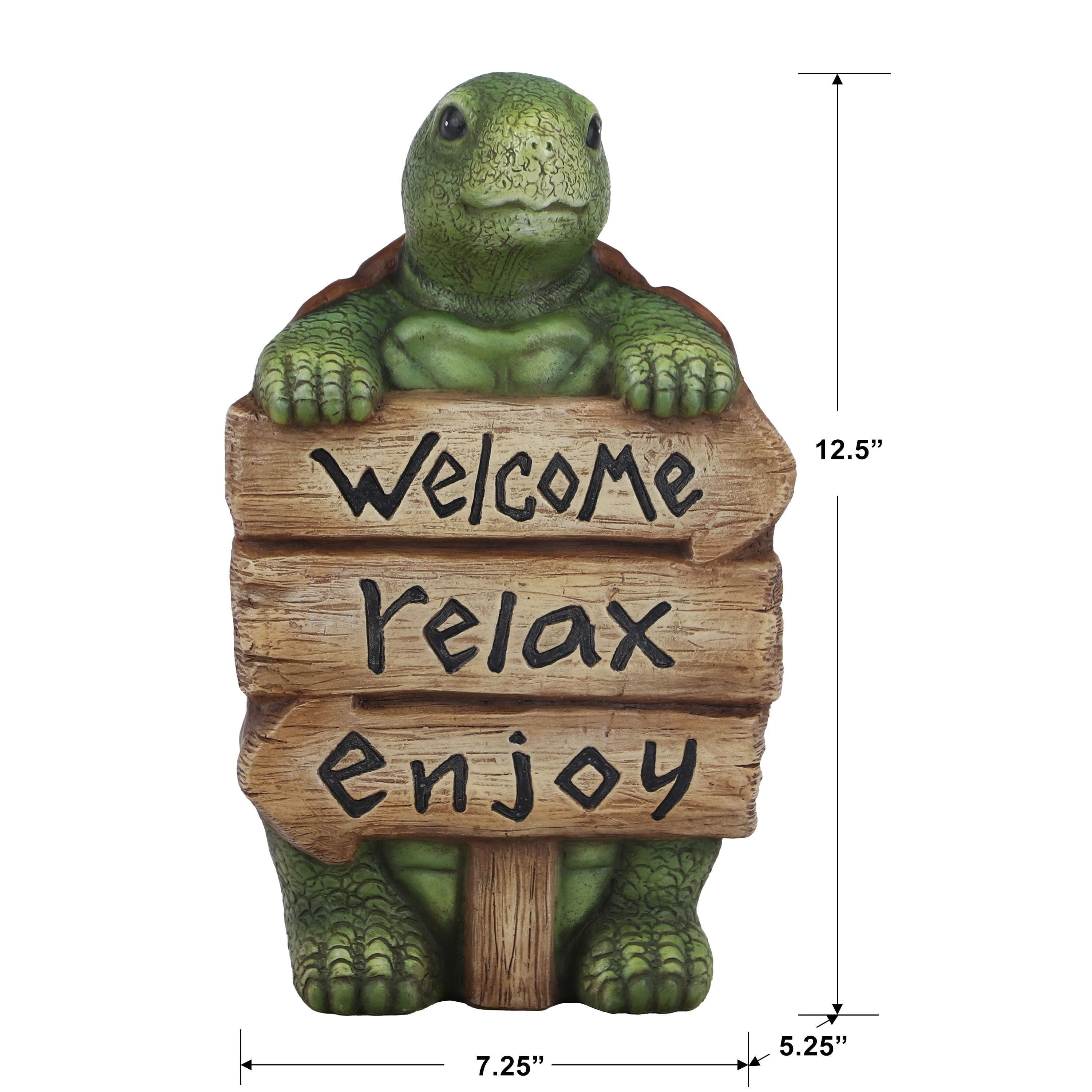 Mainstays Outdoor Welcome Relax Enjoy Turtle Garden Statue