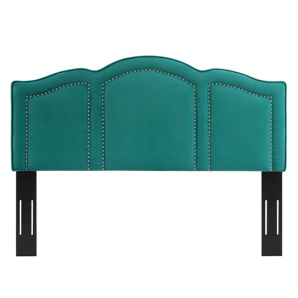 Augusta Green Velvet Upholstered Twin Size Headboard with Nailhead Trim - - 33121402