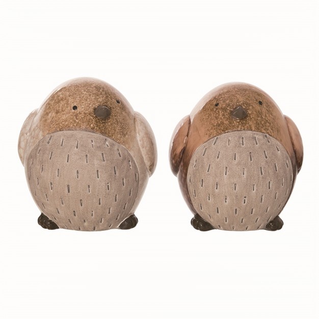 Transpac Ceramic Brown Harvest Large Terracotta Bird Set Of 2