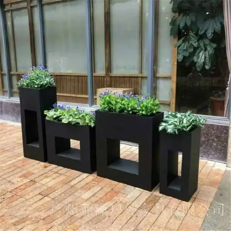 Hot Sales Factory Supply  Customized  Decoration  Rectangular Metal Flower Pots  Planters