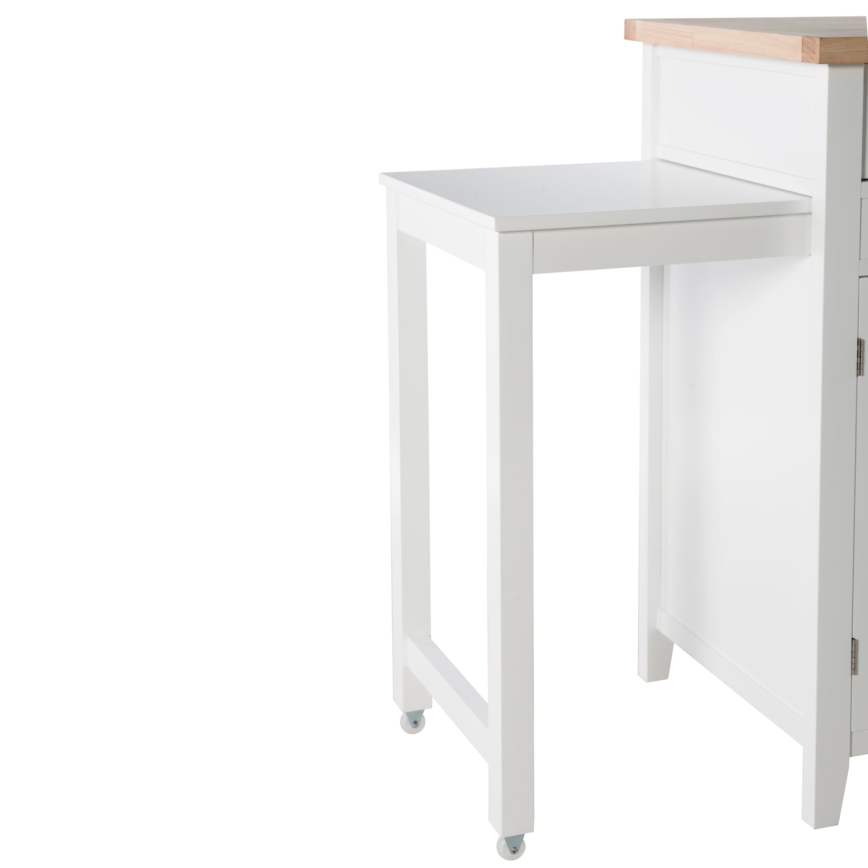 Linon Statum 3-Drawer Expandable Kitchen Cart with Open Shelves， White Finish