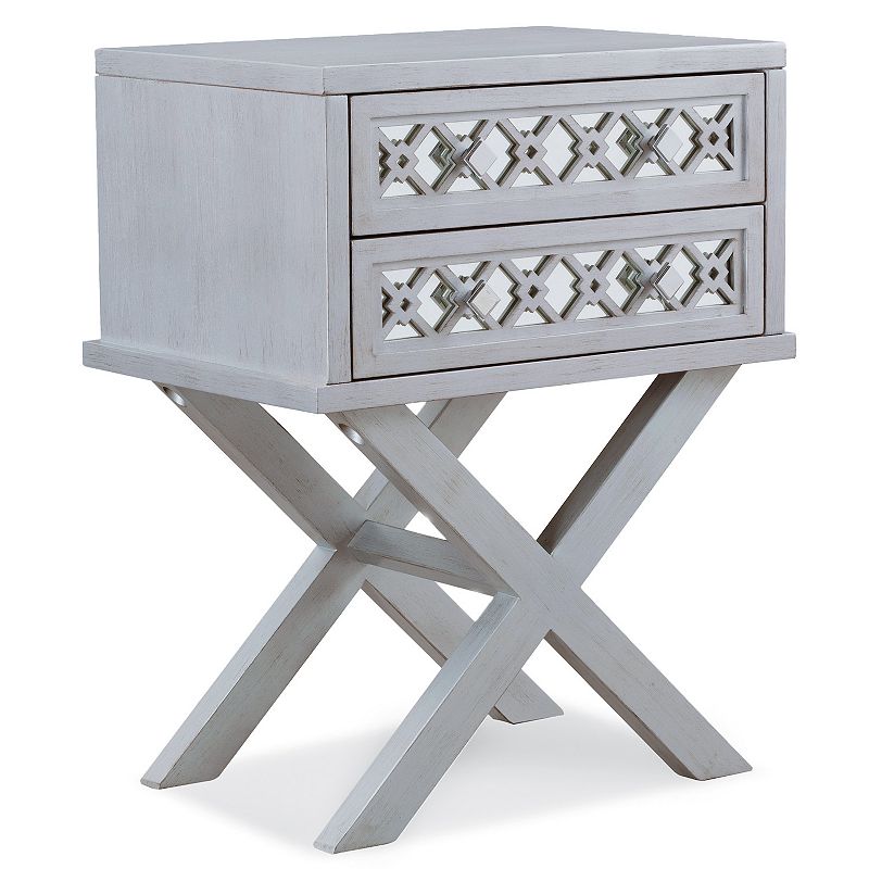 Leick Furniture Mirrored Filigree Two Drawer Nightstand