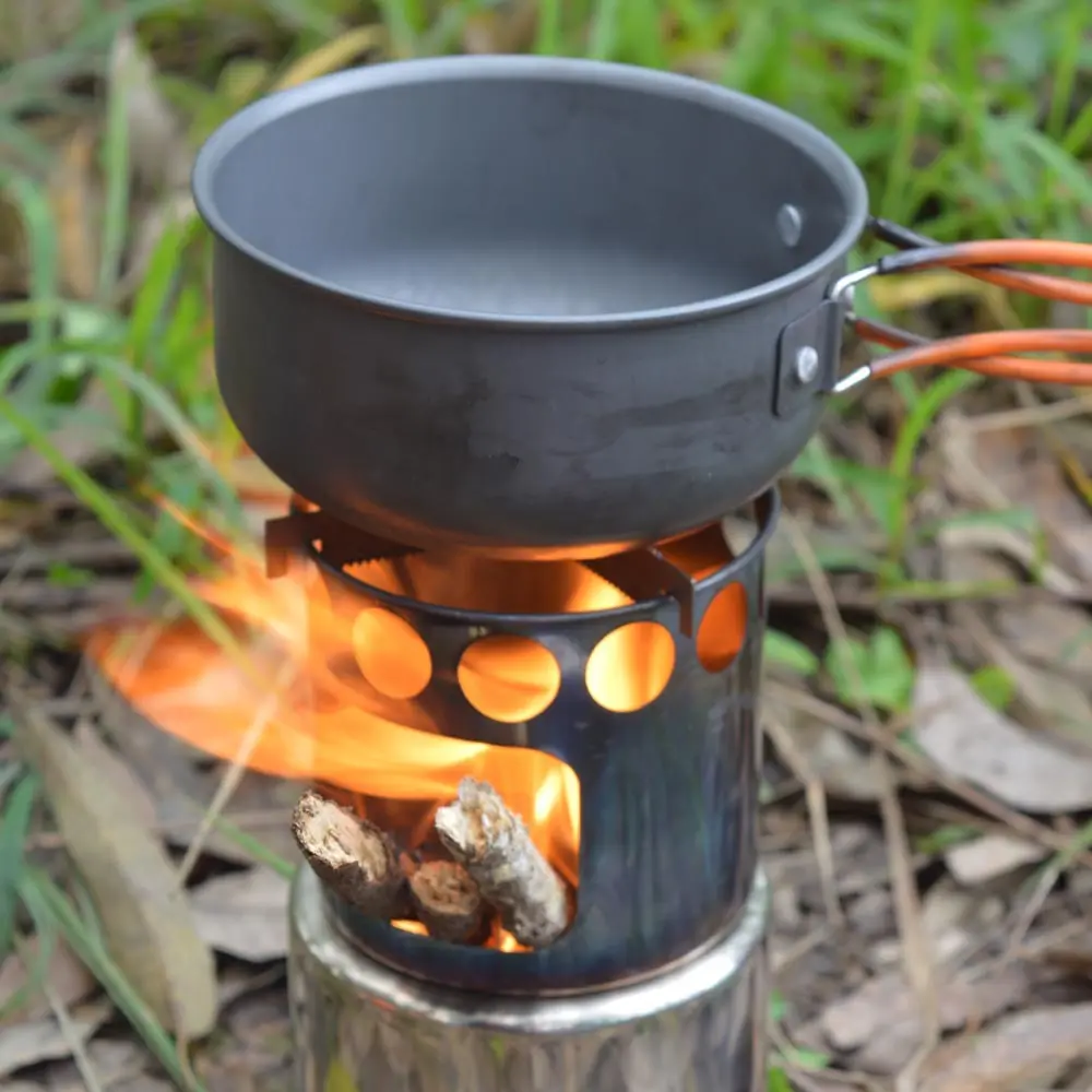 Outdoor Camping Hiking Picnic Bbq Ultralight One Piece Mini Lightweight Portable Stainless Steel Wood Burning Stove