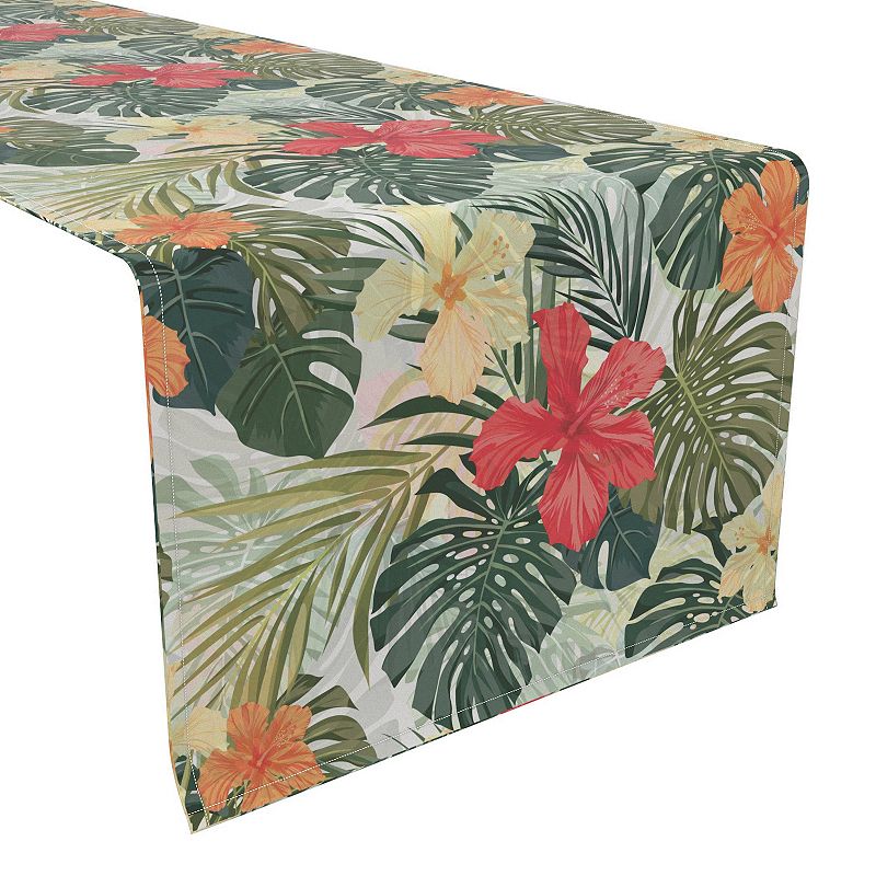 Table Runner， 100% Polyester， 14x108， Hibiscus Garden