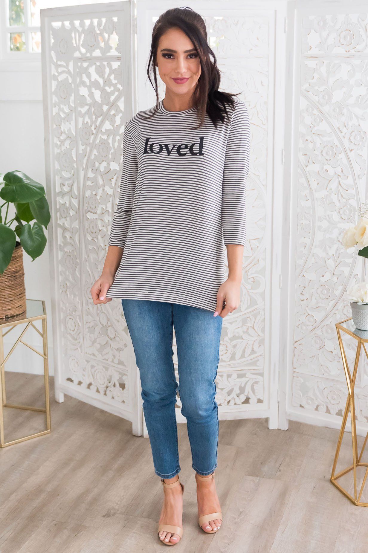 Loved Modest 3/4 Length Sleeve Tee