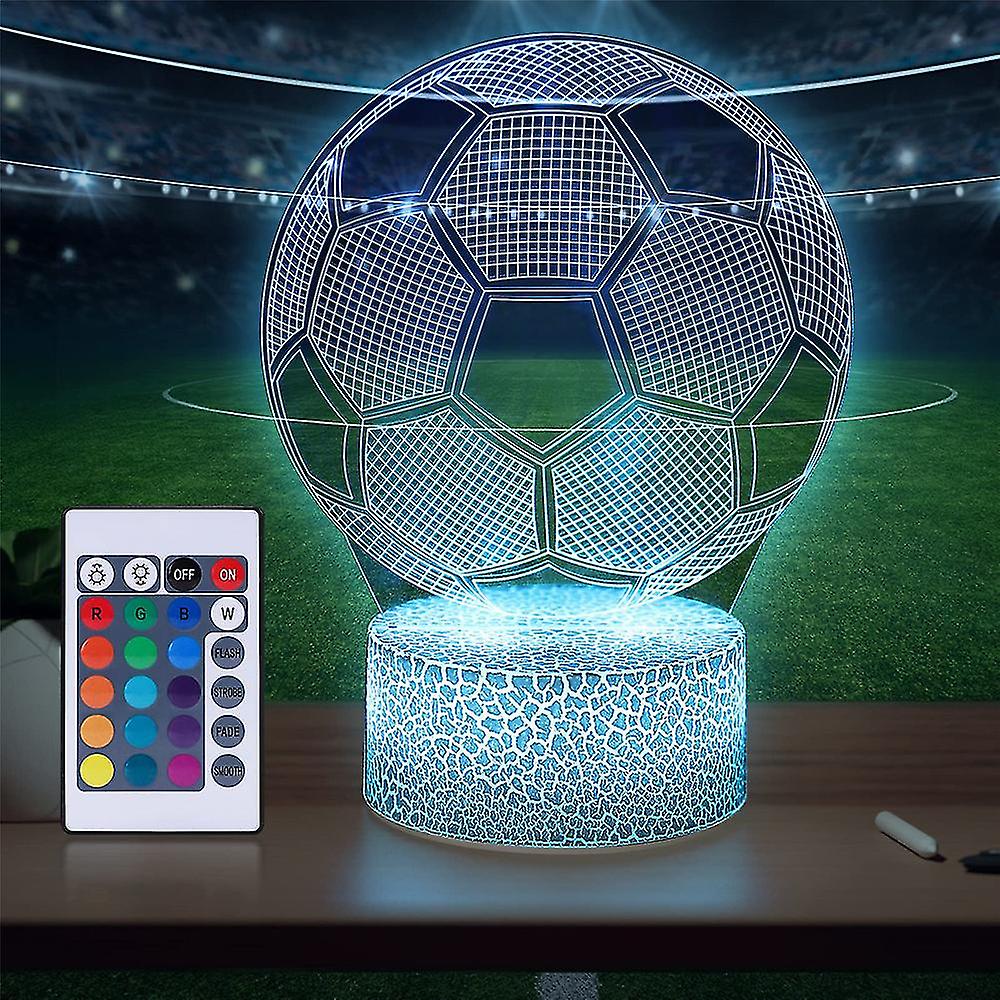 Football Soccer 3d Illusion Led Night Light Kids Bedside Lamp 16 Colors Changing Gift W/ Remote Control