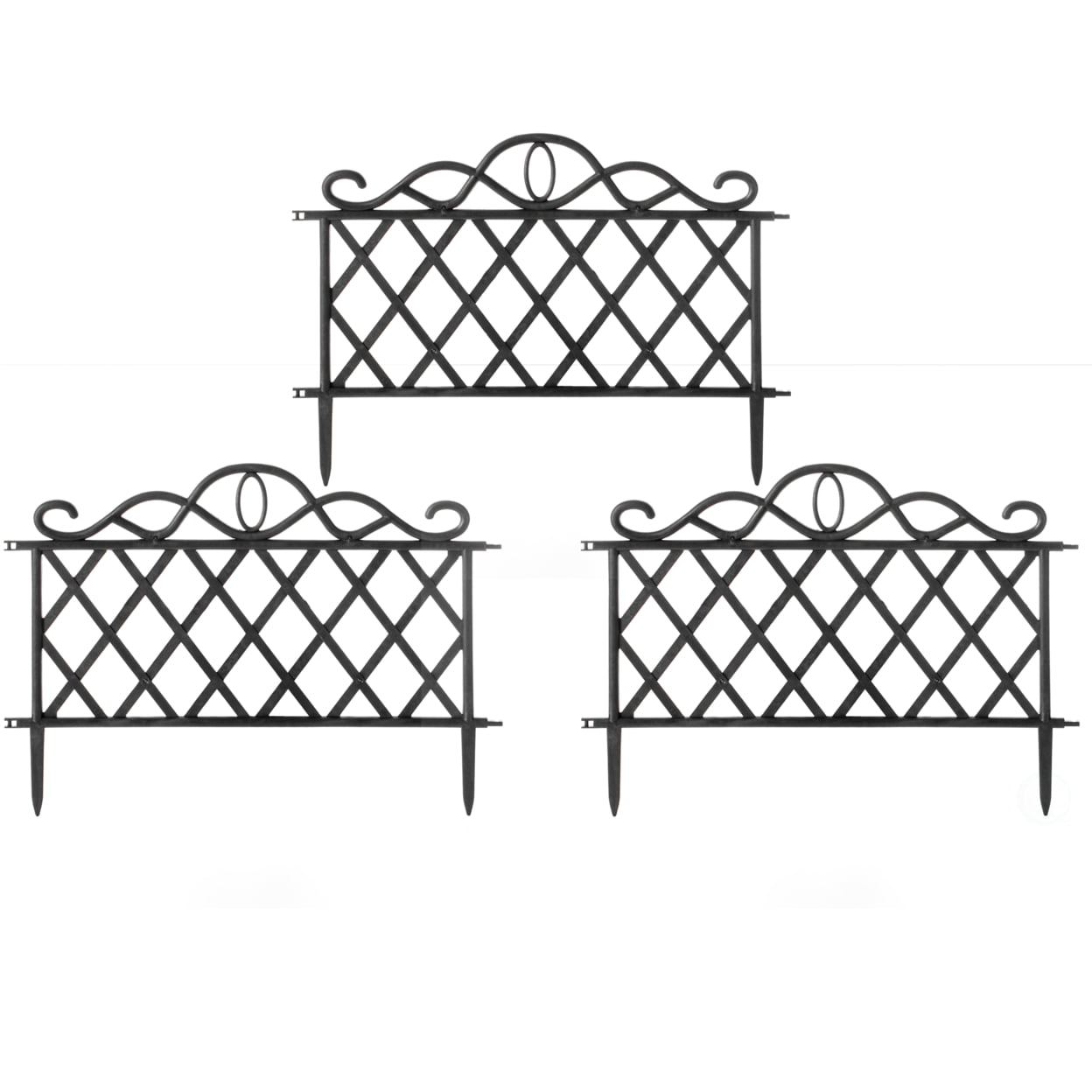 Plastic Garden Edging Border Fence, Flower Bed Barrier, Set of 3