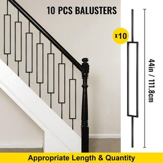 VEVOR 44 in. x 0.5 in. Deck Balusters Metal Deck Spindles Iron Staircase Baluster Black Baluster for Outdoor (10-Pack) TZLGFXYC44LG89MX5V0