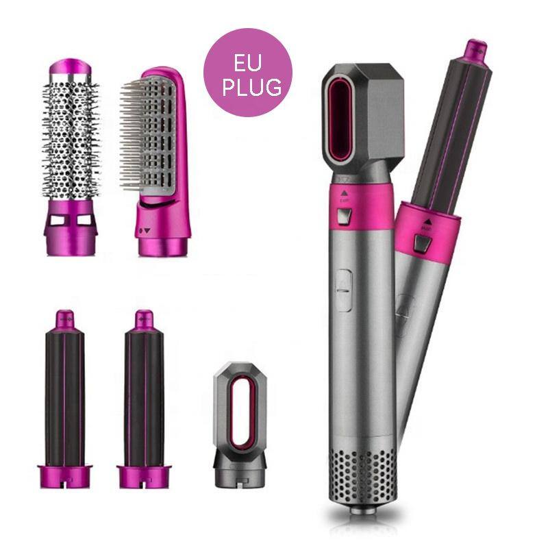 Aoibox 5 in.-1 Curling Wand Hair Dryer Set Professional Hair Curling Iron for Multiple Hair Types and Styles Fuchsia SNSA10IN036