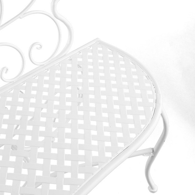 The Lakeside Collection Decorative White Metal Butterfly Motif Bench Home Garden Accent