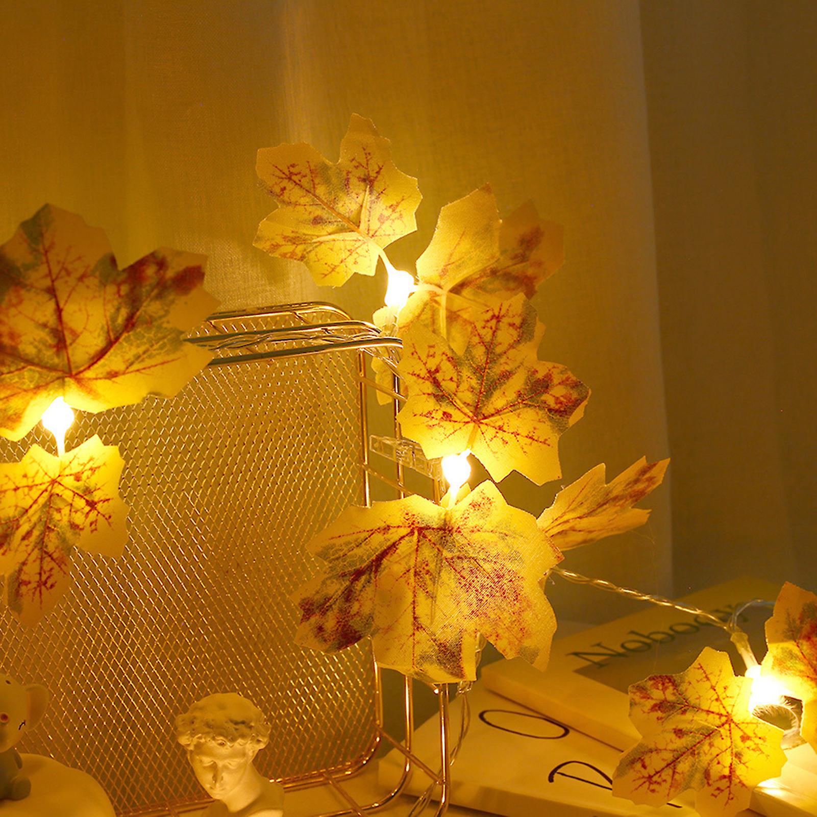 10led Simulation Yellow Maple Leaves Shape String Lights Copper Wire Light Home Outdoor Garden Decoration