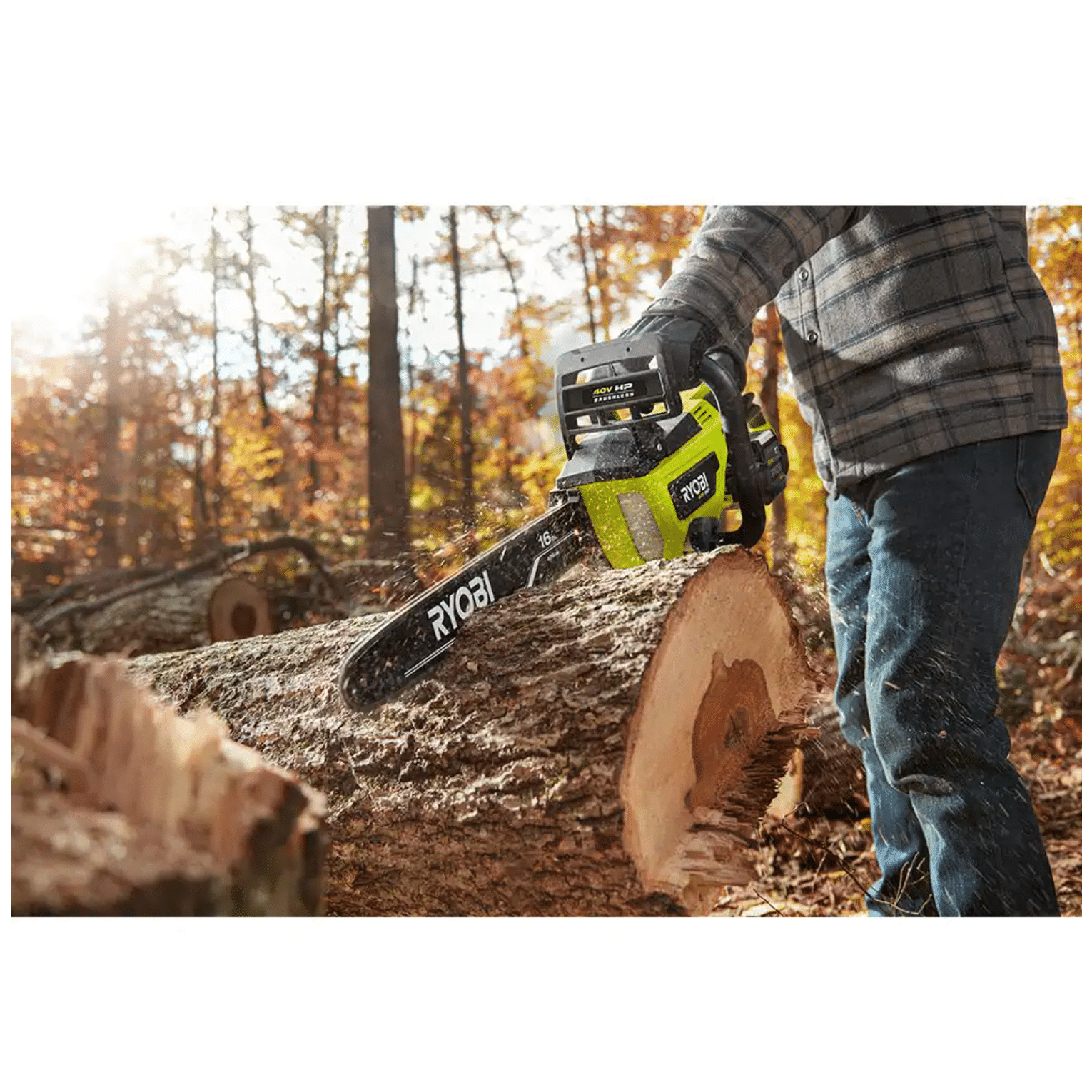 Ryobi 40V Brushless 16 in. Cordless Battery Chainsaw， Tool Only (RY40505BTL)