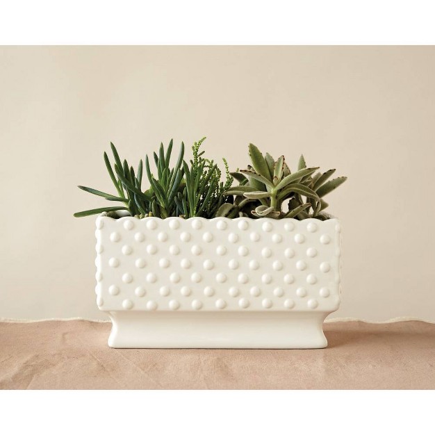 Ceramic Hobnail Planter White Storied Home