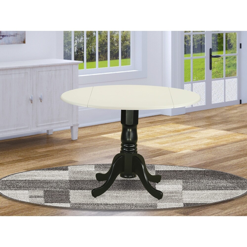 East West Furniture Dublin Dining Room Table   a Round kitchen Table Top with Dropleaf   Pedestal Base  Finish Options)