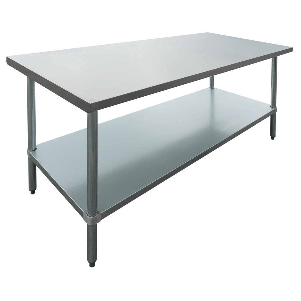 Central Exclusive Stainless Steel Work Table Flat Top With Half-Square Edge - 72