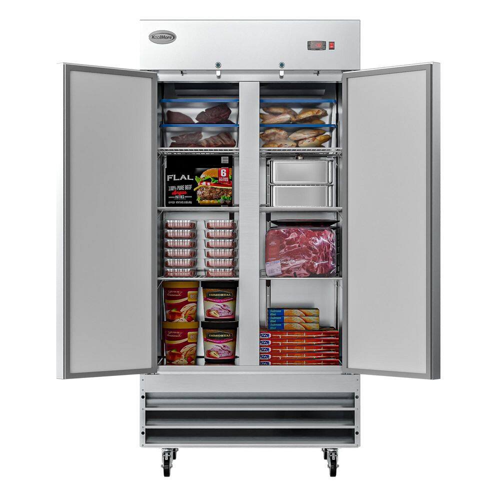 Koolmore 35 cu. ft. Commercial 2 Door Reach-In Auto Defrost Freezer in Stainless Steel RIF-2D-SS35C