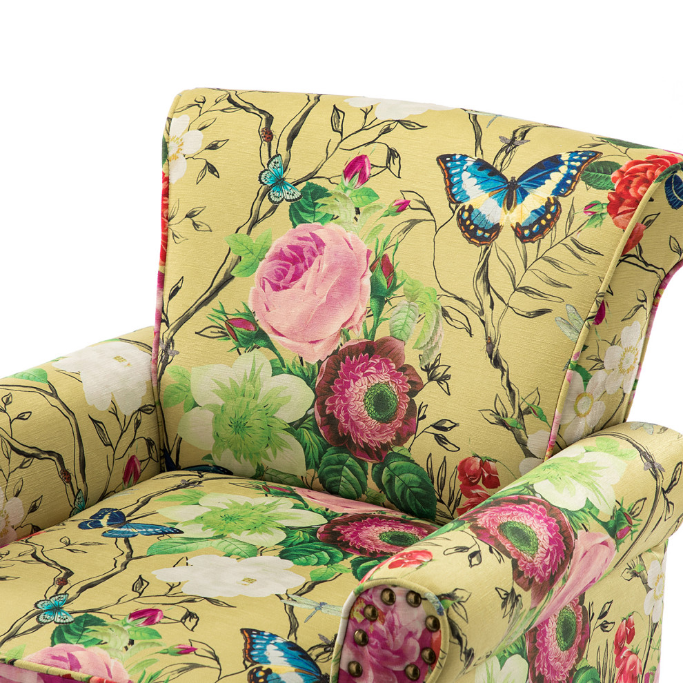 Wooden Upholstered Armchair   Traditional   Armchairs And Accent Chairs   by Karat Home  Houzz