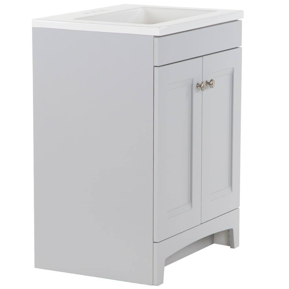 Glacier Bay Delridge 24.2 in. W x 18.8 in. D x 32.8 in. H Freestanding Bath Vanity in Pearl Gray with White Cultured Marble Top DR24P2-PG