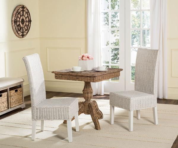 Sergio 18 quotWicker Dining Chair  Set of 2  White   Tropical   Dining Chairs   by V.S.D Furniture  Houzz