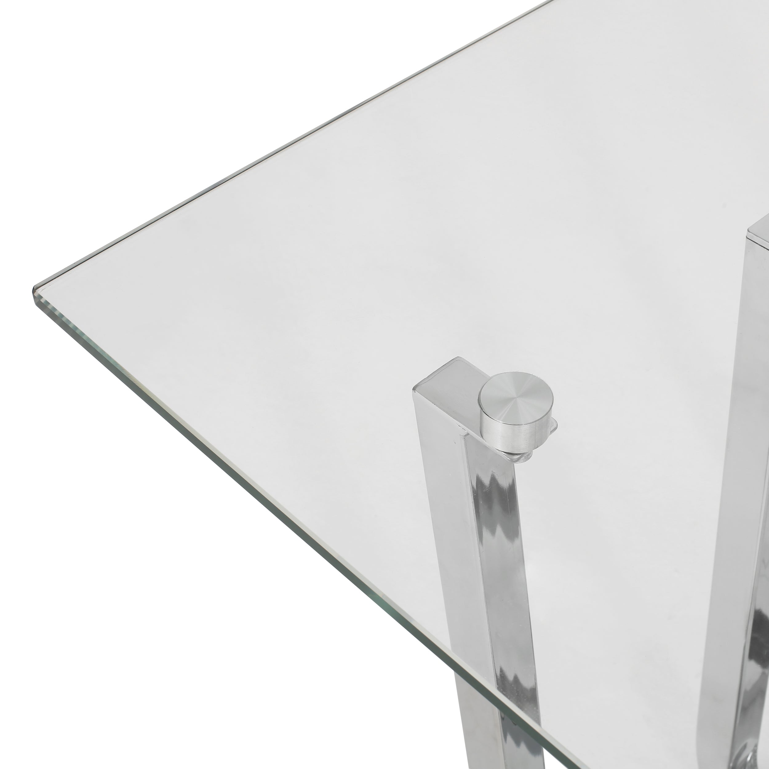 Coalton Modern Glass Top Coffee Table, Chrome