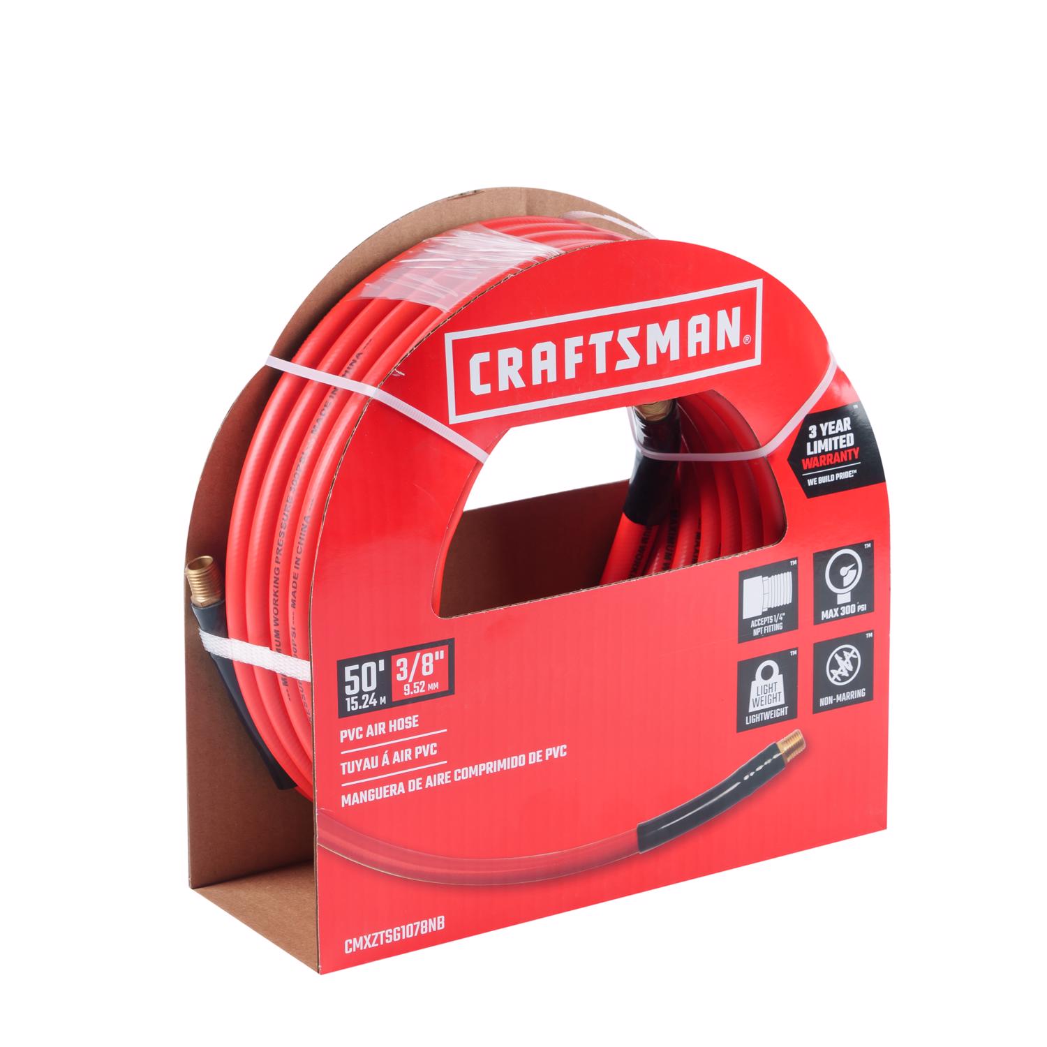 Craftsman 50 ft. L X 3/8 in. D PVC Air Hose 300 psi Red