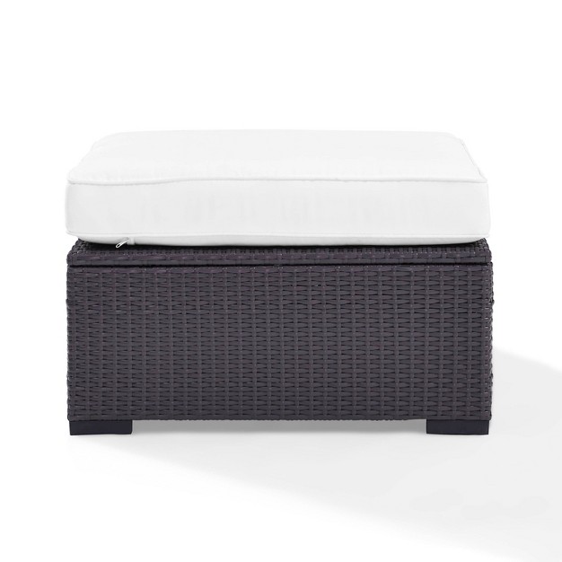 Biscayne Outdoor Wicker Ottoman White Crosley