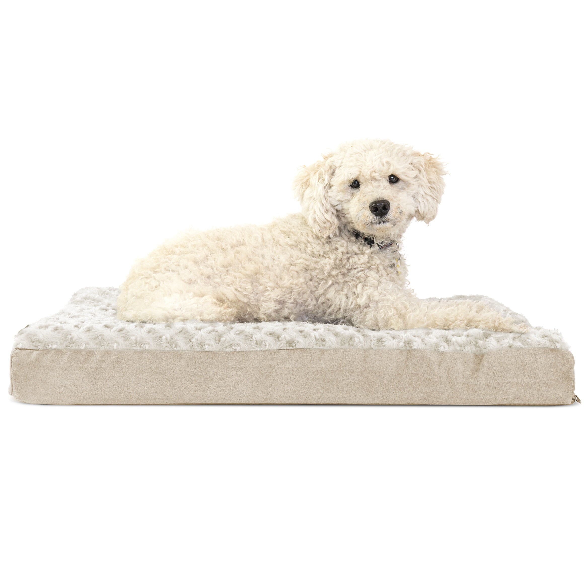 FurHaven Pet Products | Deluxe Orthopedic Ultra Plush Mattress Pet Bed for Dogs & Cats, Cream, Medium