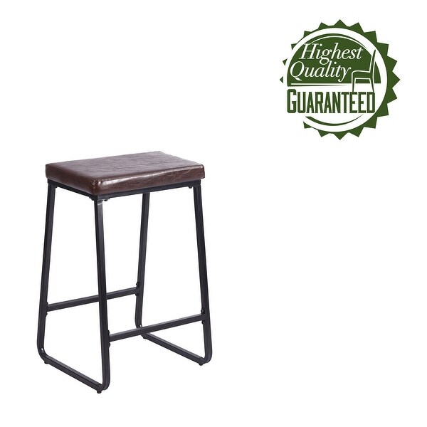 Porthos Home Senga Bar Stools Set of 2， PU Leather， Iron Legs