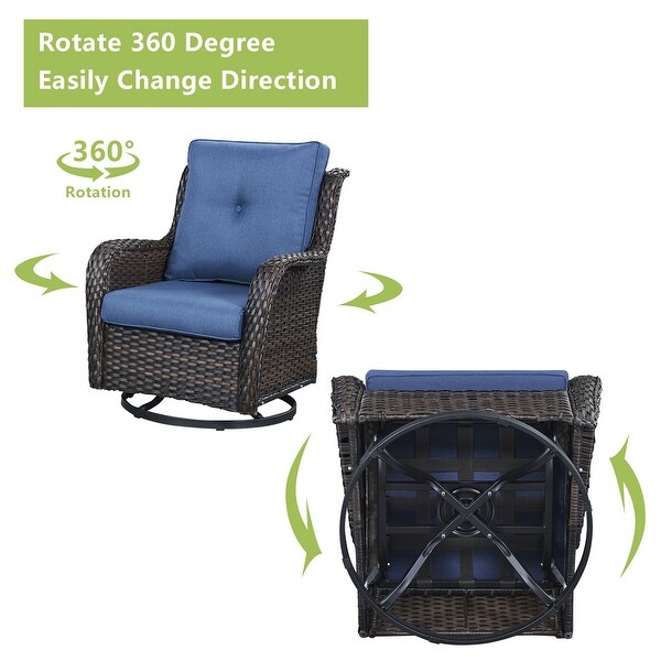 Pocassy 5Piece Outdoor Wicker Sofa Set with Swivel Chairs