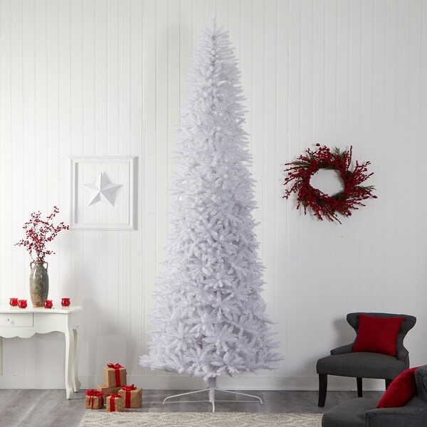 12' Slim White Artificial Christmas Tree with 3235 Bendable Branches