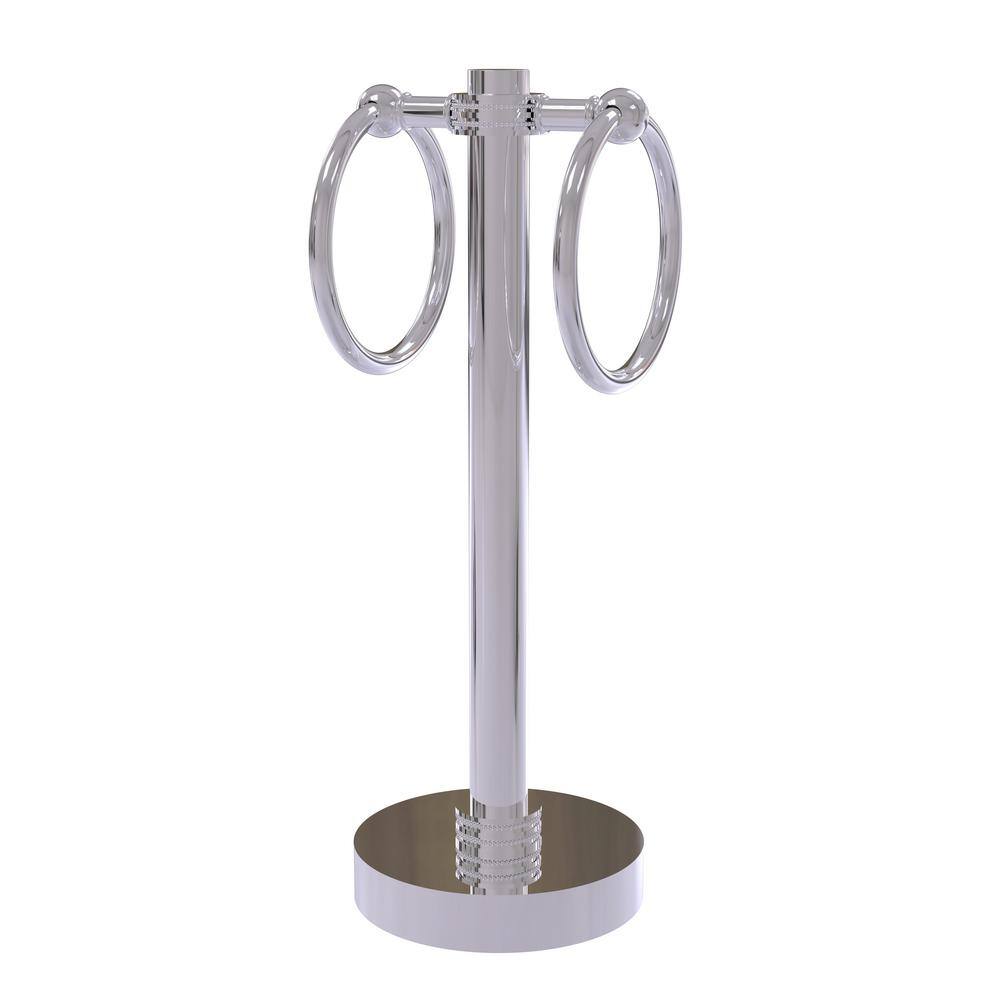 Allied Brass Vanity Top 2-Towel Ring Guest Towel Holder with Dotted Accents in Polished Chrome 953D-PC