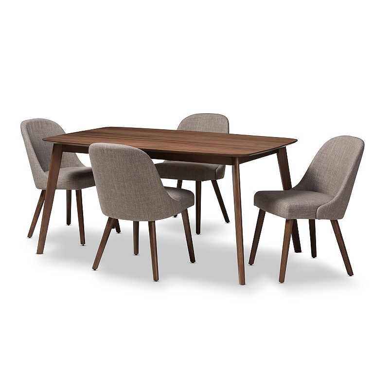 Baxton Studio Mid-Century Rounded Chair and Table Dining 5-piece Set