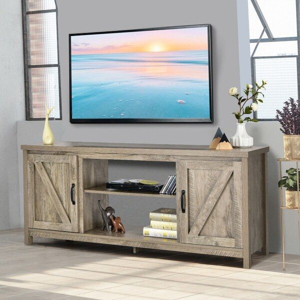 59 Inches TV Stand Media Console Center with Storage Cabinet - 59