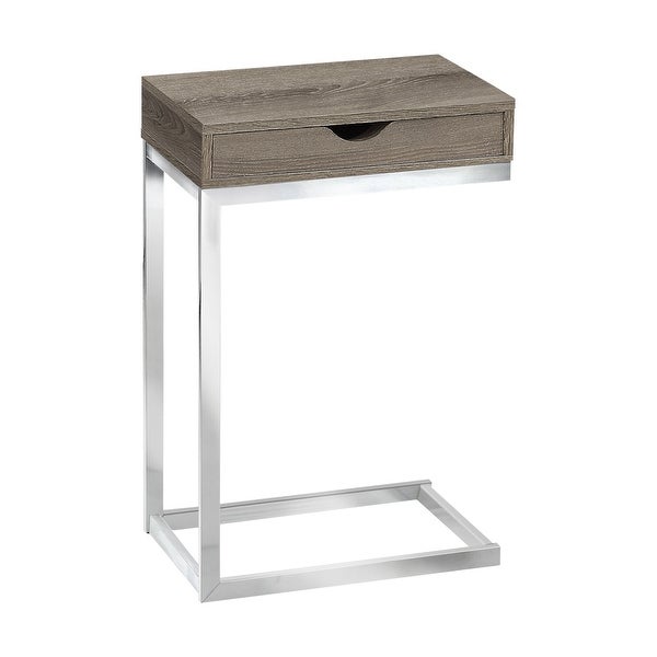 Chrome Metal Dark Taupe With A Drawer Accent Table