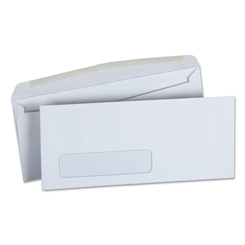 Universal Open-Side Business Envelope， 1 Window， #10， Square Flap， Gummed Closure， 4.13 x 9.5， White， 500/Box (36321)