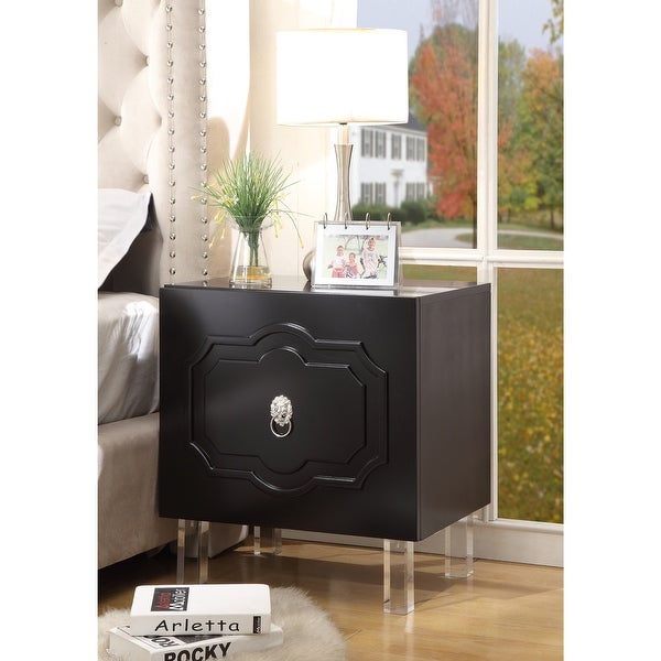 Gobi Wood Lacquer Chrome Side Table/Accent Table/Nightstand - - 19433624