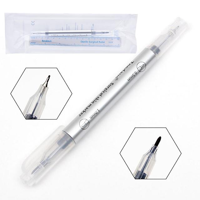 White Surgical Eyebrow Tattoo Skin Marker Pen Tool Accessories Tattoo Marker Pen With Measuring Ruler Microblading Positioning