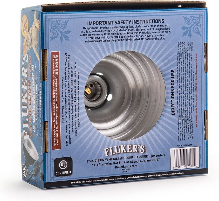 Fluker's Clamp Lamp with Dimmer， 8.5-in