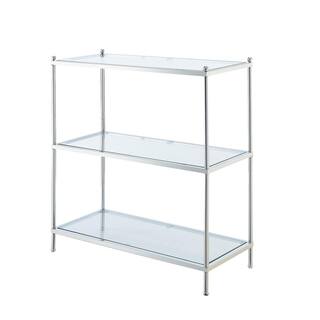 Convenience Concepts Royal Crest 30.25 in. H Chrome Glass 3-Shelf Accent Bookcase S11-147