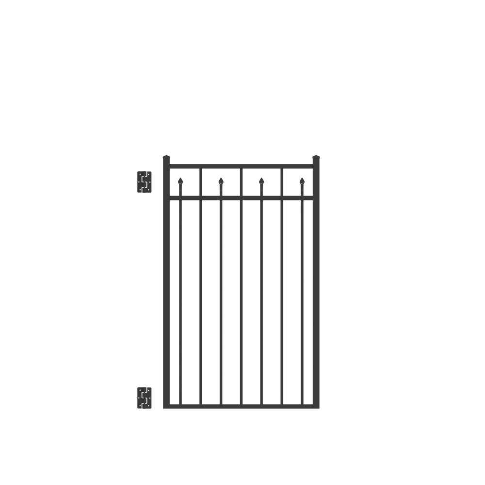 Barrette Outdoor Living Brilliance Standard-Duty 3 ft. W x 4.5 ft. H Black Aluminum Straight Pre-Assembled Fence Gate 73009530