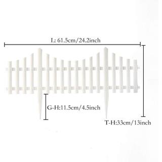 12 in. Decorative White Plastic Picket Garden Fence Border (8-Piece) SKYHD7014