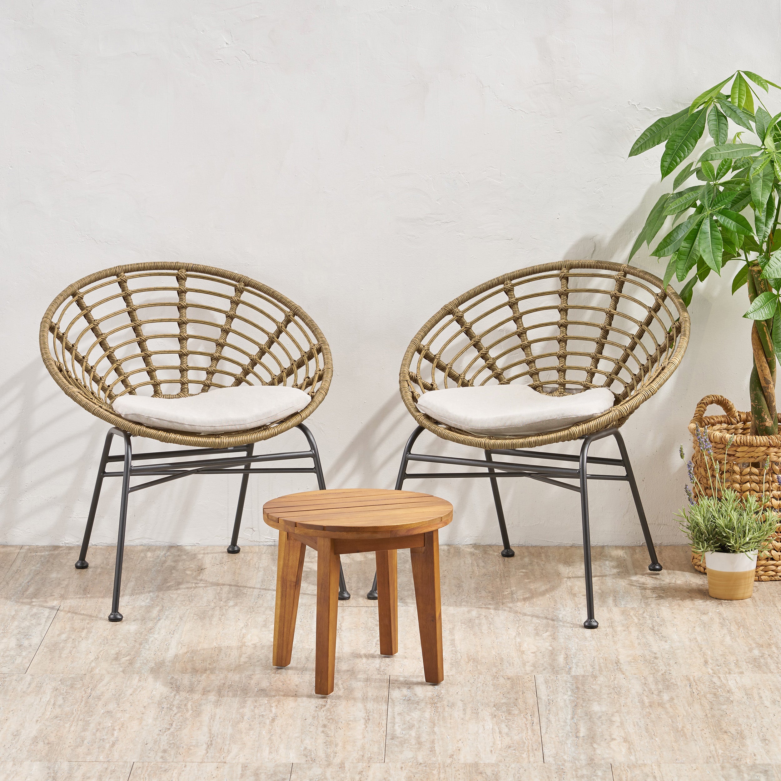 Heloise Outdoor 2 Seater Acacia Wood Chat Set