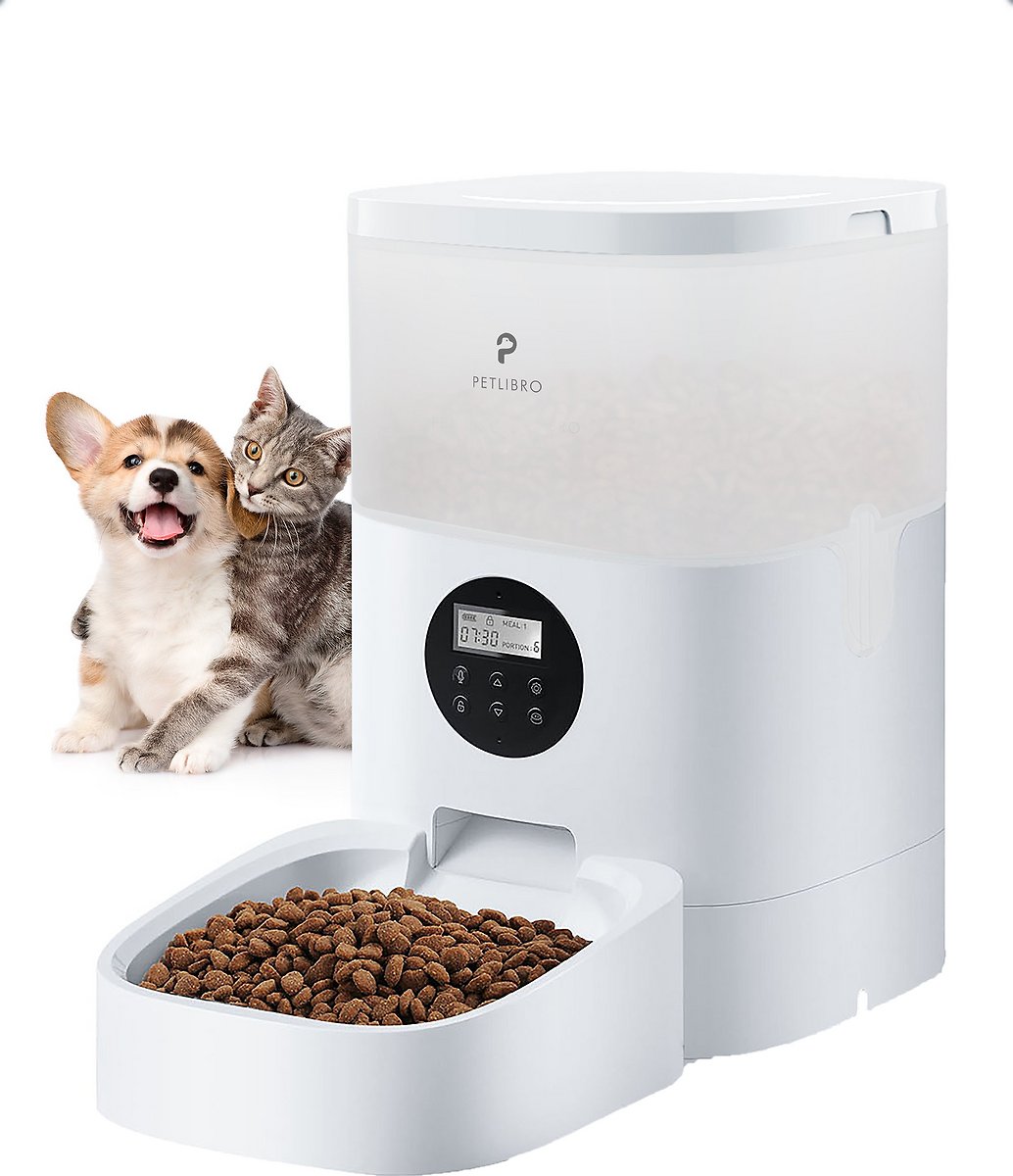 Petlibro Automatic Dog and Cat Feeder， Timed Cat Feeder with Desiccant Bag for Pet Dry Food， Programmable Portion Control 1-4 Meals per Day and 10s Voice Recorder for Cats and Dogs 17-cup (Translucent)