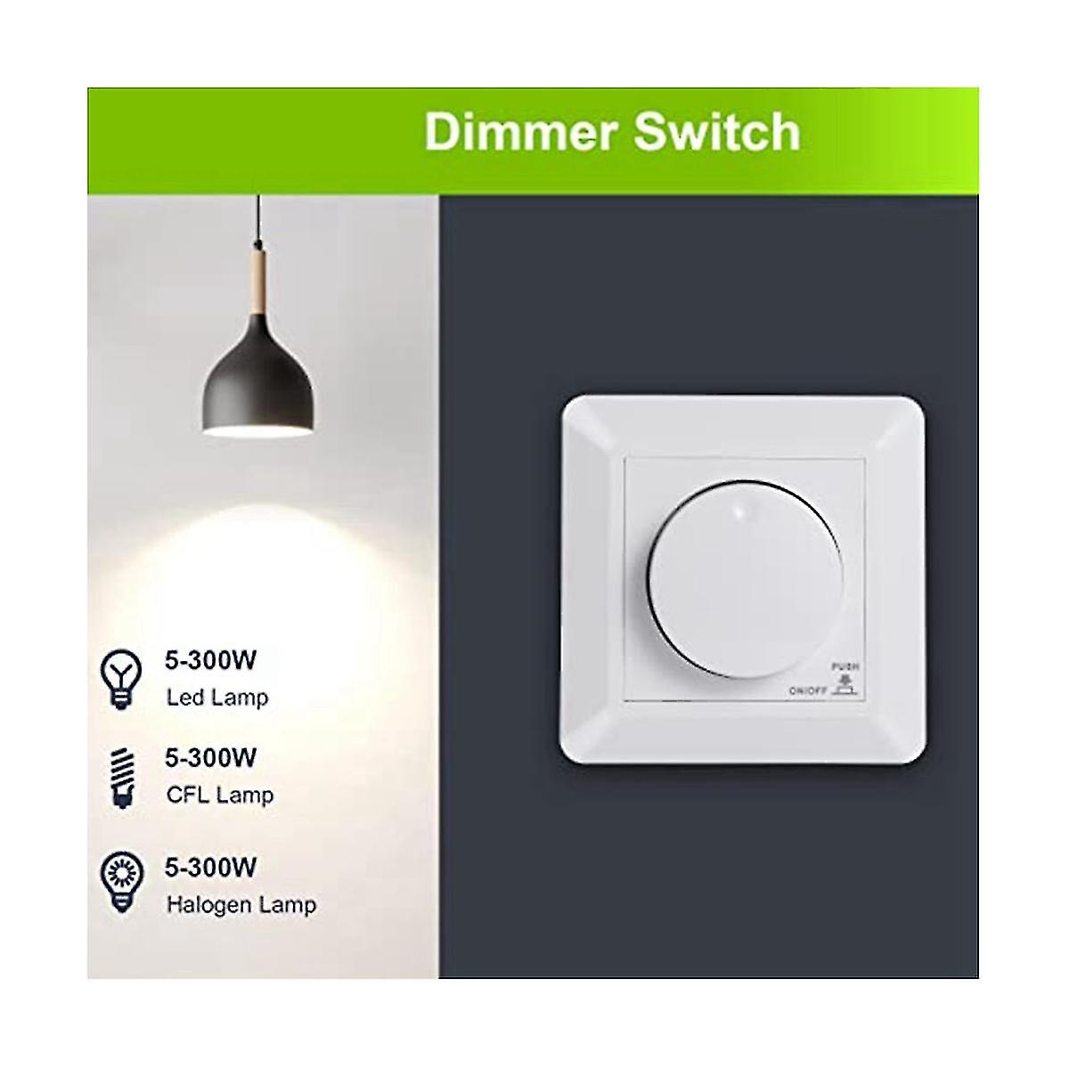 Led Dimmer Switch， Flush-mounted Dimmer For Dimmable Led And Halogen， 5-300 W Dimmer Switch Led， Ph