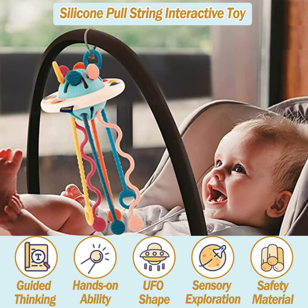 Blublu Park Pull String Toy for Toddlers， Montessori Sensory Activity Toys for Babies 18M+