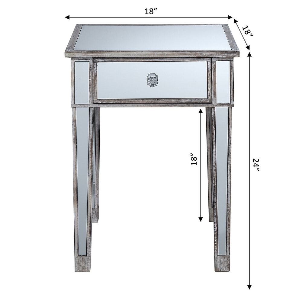 Convenience Concepts Gold Coast Mirrored 1 Drawer End Table