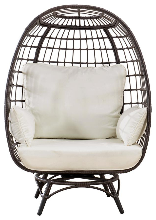 Sunjoy Brown Swivel Egg Cuddle Chair   Contemporary   Outdoor Dining Chairs   by BisonOffice  Houzz