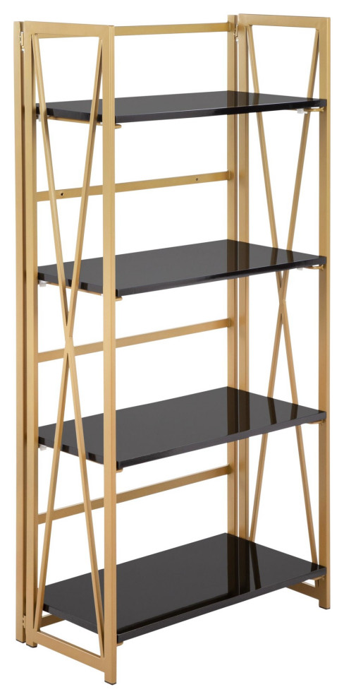 Folia Bookcase  Gold Metal  Black MDF   Contemporary   Bookcases   by LumiSource  Houzz